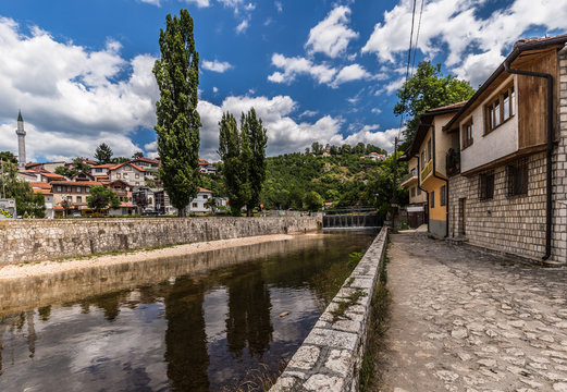July 10, 2016: Little canal in the old town of Sarajevo, Bosnia