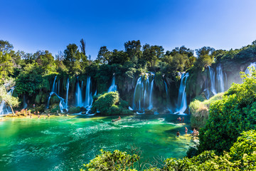 July 12, 2016: Panorama of the Kravica Waterfalls, Bosnia