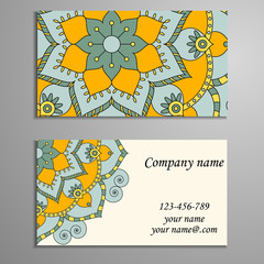 Invitation, business card or banner with text template. Round fl