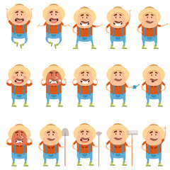 Set of flat farmer icons