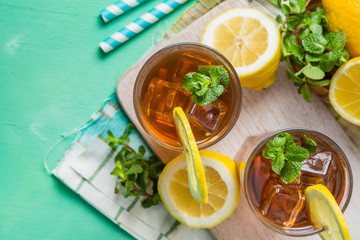 Iced tea in glasses