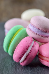 Colorful macaroons on ardesia