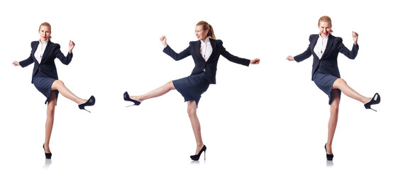 Businesswoman happy isolated on white