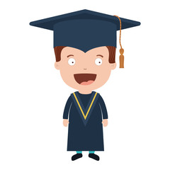 silhouette boy with graduation outfit vector illustration