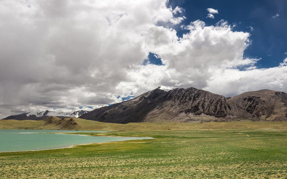 Kyagar Tso Lake valley in Indian Himalaya