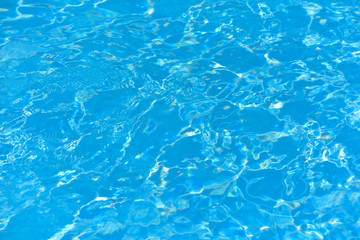 Blue and bright water surface and ripple wave in swimming pool