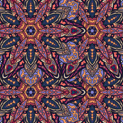 Ornate floral seamless texture, endless pattern with vintage mandala elements.