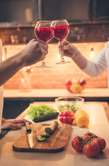 Beautiful couple cooking