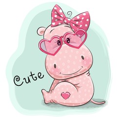 Cute Drawing hippo girl