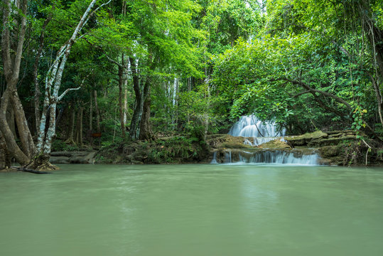 Beautiful and Breathtaking green waterfall, Huay Mea Kamin&rsquo;s waterfall