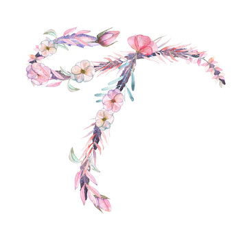 Letter T pink watercolor pattern, Hand drawn. 24796637 PNG