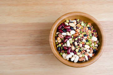 legumes on wood, closeup, background