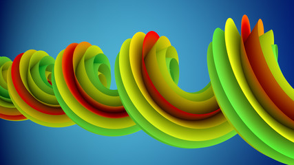 Colorful spiral curve abstract 3D render