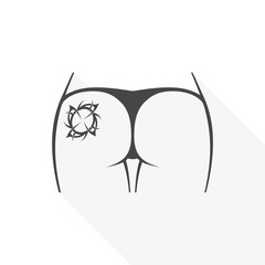 Female butt with tattoo icon