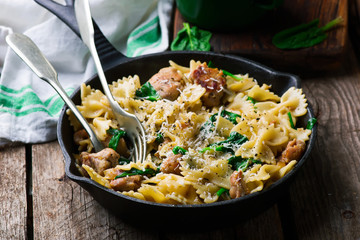 Farfalle  with Chicken Sausage.