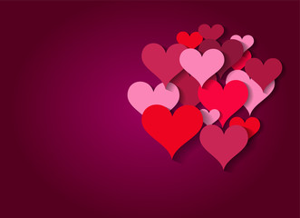 Happy Valentine's background with hearts, pink color vector