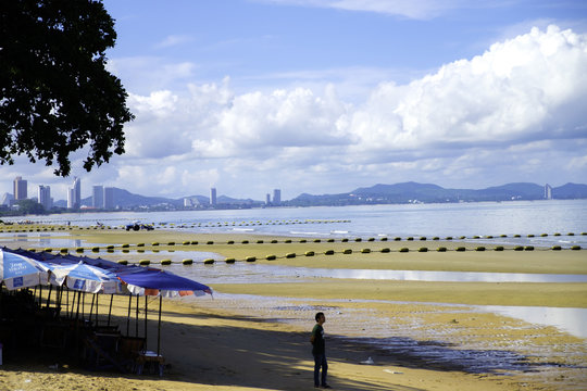 colour full beach. pattaya chonburi thailand. with blue sky  a l