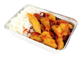 Chinese Sweet And Sour Battered Chicken And Rice