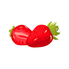 Strawberry Fruit Half Cut Realistic Vector Illustration