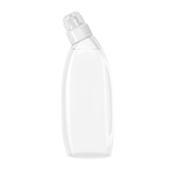Mockup detergent bottle. Means for cleaning. White plastic bottle. Transparent plastic bottle.