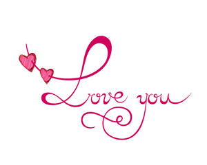 Love you. Valentine's Day. Vector illustration. Congratulation. The inscription on a white background. Calligraphy.