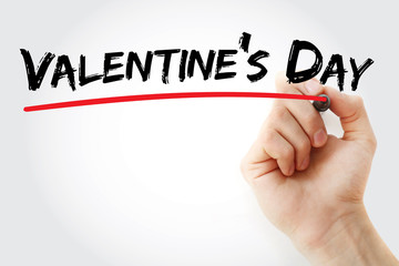 Fototapeta premium Hand writing Valentine's Day with marker, concept background