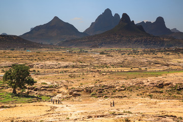 Landscape around historical city Aksum  (Axum) - Ethiopia