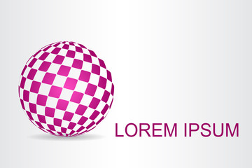 Logo stylized spherical surface with abstract shapes