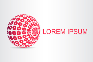 Logo stylized spherical surface with abstract shapes