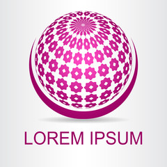 Logo stylized spherical surface with abstract shapes