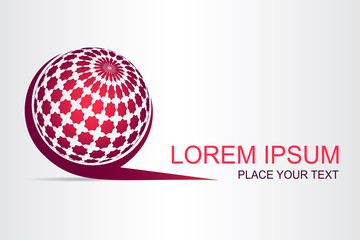 Logo stylized spherical surface with abstract shapes