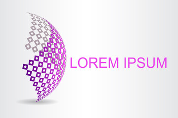 Logo stylized spherical surface with abstract shapes