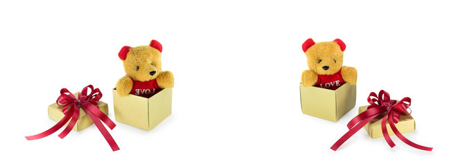 Teddy bear in the gift box