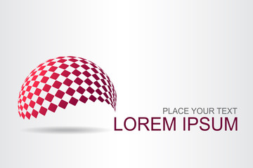 Logo stylized spherical surface with abstract shapes