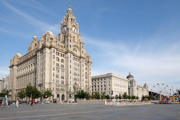 Liverpool Royal Liver building on the Mersey waterfront - Powered by Adobe