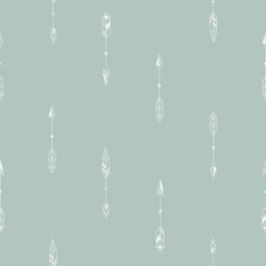 Seamless hand drawn geometric tribal pattern with arrows. Vector navajo design.