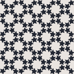 Monochrome geometric seamless vector pattern with stars