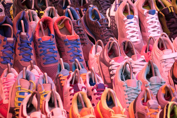 Obraz premium Close up Used Shoes for Sale in shop