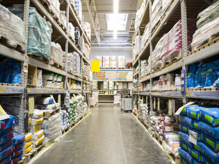 warehouse of building materials in industiral store