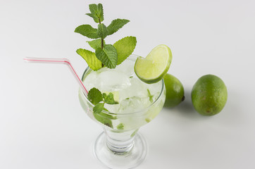 Mojito closeup on white background