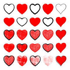 Red Heart with Black Contour and Texture