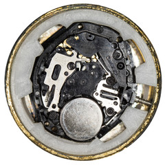 quartz mechanism of watch, battery, coil, high resolution and detail
