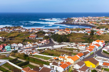 View on city Mosterios on island Sao Miguel, the Azores