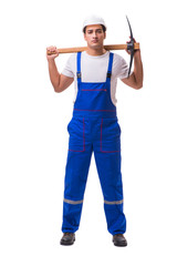 Man with axe isolated on the white