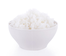 Rice in  bowl on white background