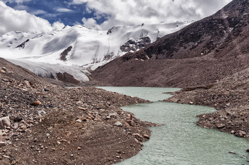 Mountain landscape with river and glaciers