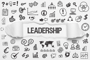Leadership / weißes Papier mit Symbole