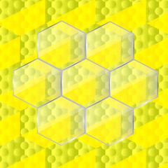 glass honeycombs on yellow background