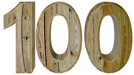 Numeral 100, one hundred, isolated on white background, 3d rende