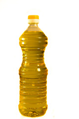 Bottle of sunflower oil isolated on white background